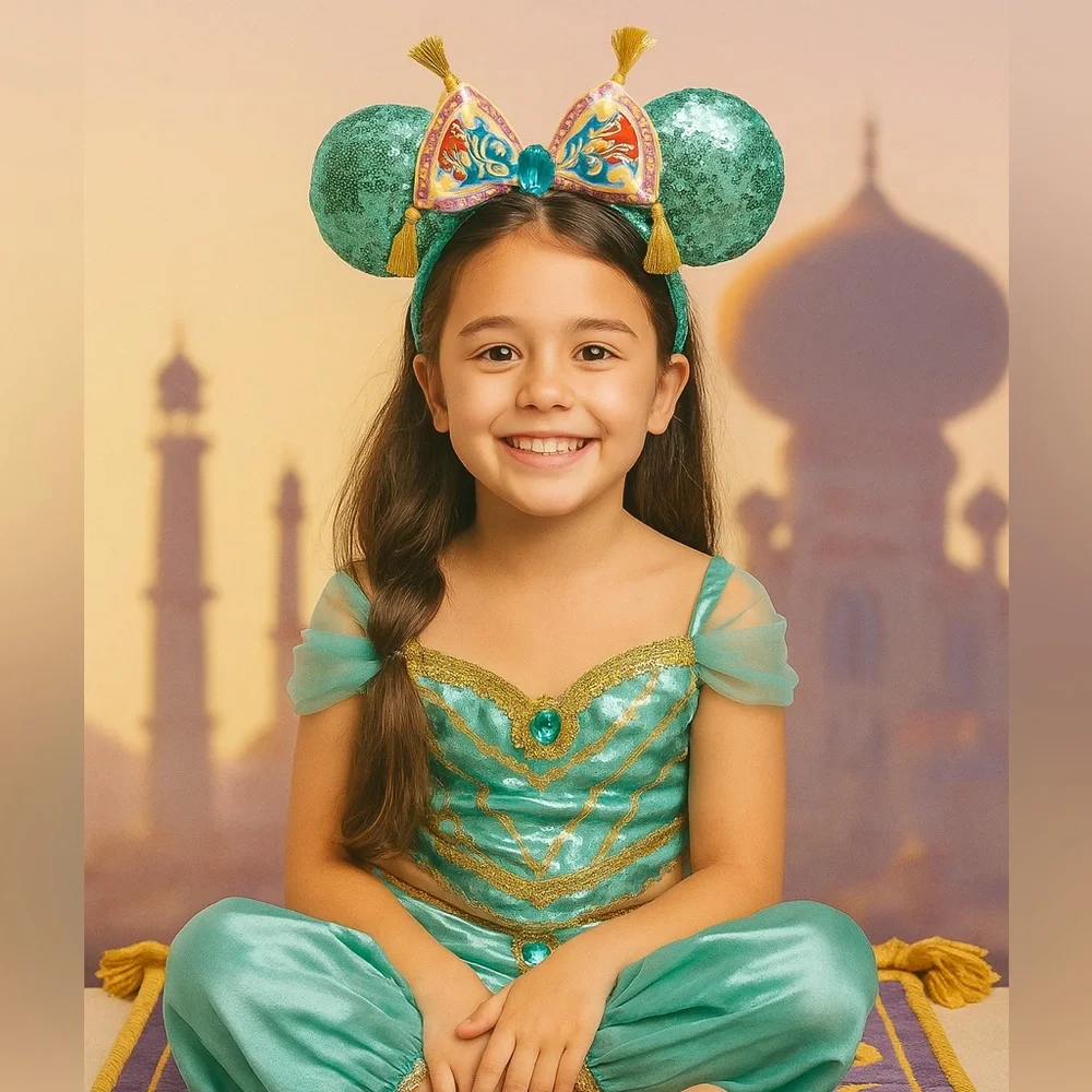 Disney Aladdin Jasmine Princess Magic Carpet Minnie Mouse Sequins Ear Headband